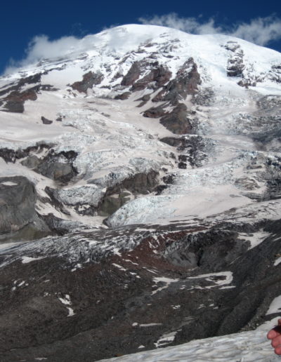 View to Mt Rainier summit, from Muir Camp